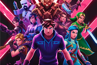 create art for minecraft fortnite genshin cyberpunk zelda valorant dota etc