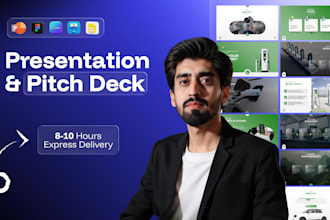 do powerpoint presentation design, google slides, figma, pitch deck, template