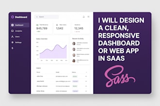 design a clean, responsive dashboard or web app in saas