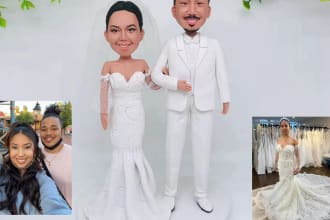 custom clay figure sculpture gift,wedding cake topper figurine based your photo