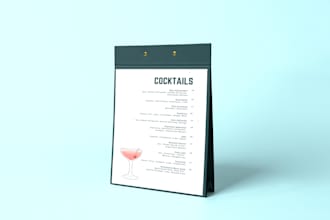 design modern and quirky restaurant or bar menu