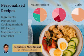 develop personalised recipes, macros breakdown, ingredients and cooking methods