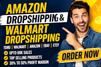 manage your temu , etsy , walmart, ebay , amazon dropshipping store as VA expert