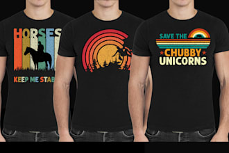 do custom retro vintage t shirt design in 3 hours