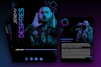 design artist epk, media kit, press kit, speaker kit, one sheet