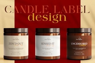 create minimalist and premium candle label and packaging designs