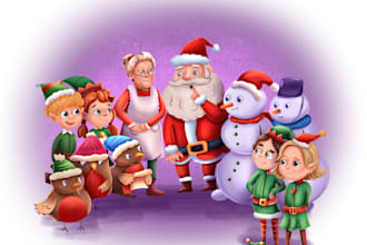 create  a children illustration for your game board, book, cards