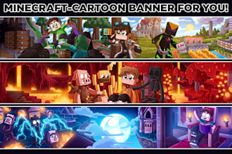 draw a cartoon minecraft banner for you