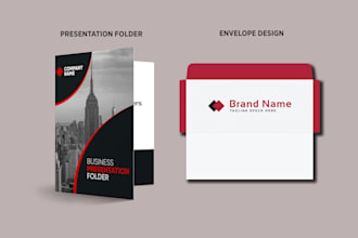 do custom presentation folder design or  pocket folder and envelope design