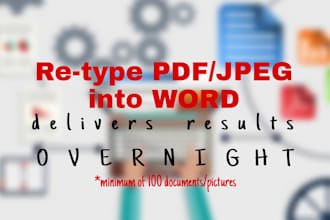 convert PDF or pictures into word document overnight