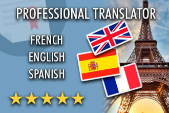translation of english, spanish and french