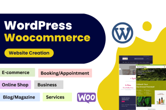 create any website using wordpress and woocommerce
