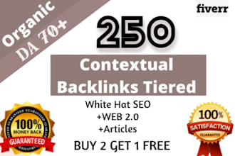 250 white hat contextual SEO high quality backlinks 2024