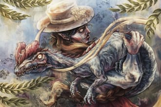 draw a mystical scary creepy illustration or art