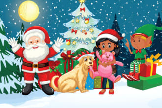 draw  christmas kids book illustrations and kids cover illustration