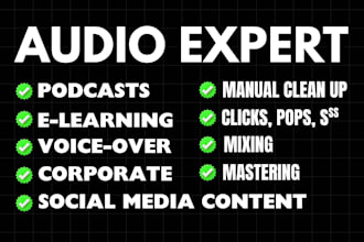 remove static noise, hiss, or hum, fix, and enhance audio for video