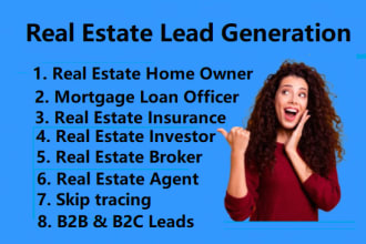 b2b lead generation, real estate home owner, investor agent broker loan officer
