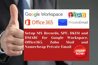 setup up or configure gsuite, office365, zoho, private email