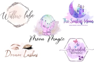 design creative feminine watercolor boho or luxury beauty  logo for you