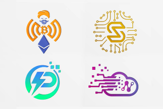 design tech startup, technology, crypto, and cyber security logo