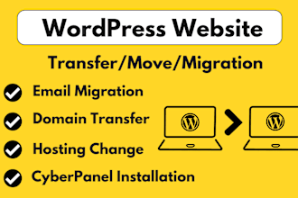 backup,migrate email,or transfer wordpress site to a new domain or vps hosting
