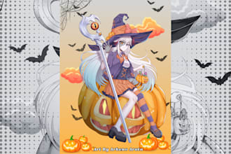 draw awesome anime character for oc, fanart, vtuber art, manga illustration