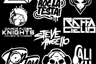 design dj, rock, band music, record label logo