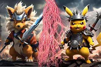 create pokemon art, logo,banner,thumbnail,stickers, icon and covert u in2 charac