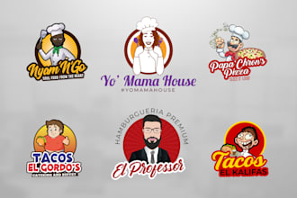 design mascot logo for food, restaurant, and bbq business