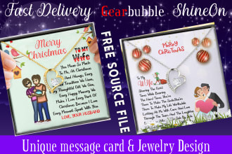 make unique jewelry message card and necklace design for shine on