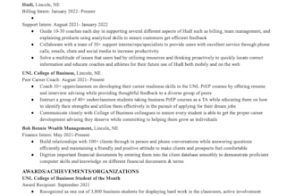 work with you to create an excellent résumé, cover letter, and linkedin profile