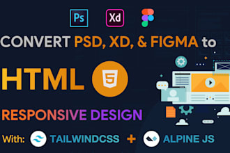 convert PSD to HTML or figma to HTML with tailwind CSS