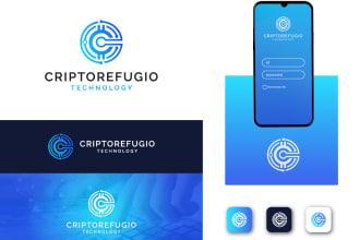 modern minimalist tech crypto technology and security logo
