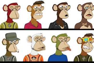 create unique 2d 10k nft art and cute 2d nft character modeling