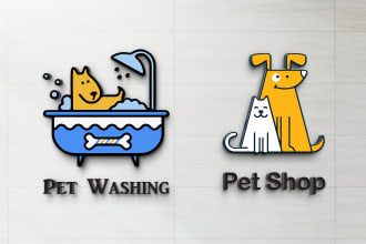 design creative pet, dog, cat, animal and veterinary clinic logo