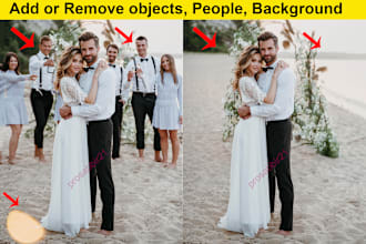 add or remove people, objects, photoshop editing in 2 hrs