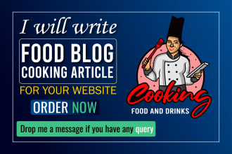 write SEO optimized recipes, cooking or food blog post or article