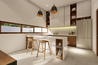 design kitchen interior in 3d rendering