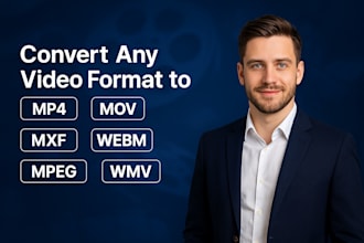 convert any video format to mp4, mov, mxf, webm, mpeg, wmv
