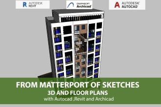 draw matterport 3d floor, exterior, interior model revit