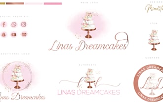 design watercolor feminine cake bakery cookies cupcake and candies logo