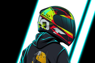 draw dark neon style  cartoon portrait from your photo