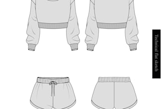do technical flat sketch and fashion illustration