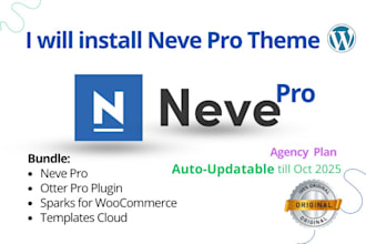 install neve pro theme with premium starter sites, premium wordpress theme