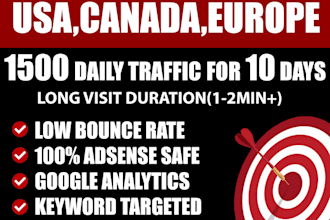 drive real USA,canada,europe targeted web traffic