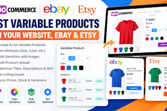list variable products on the website, ebay, etsy