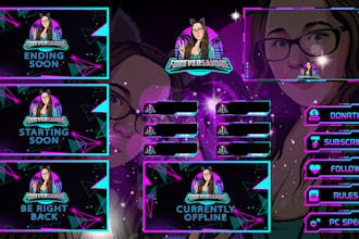 craft twitch overlay stream package and twitch channel logo panel banner mascot