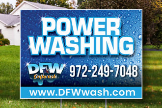design creative yard sign for pressure washing