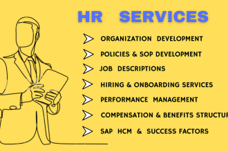 make HR policies and sops, job descriptions, kpis, and organograms