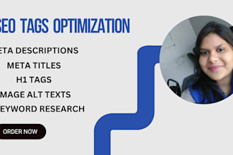 write SEO optimized meta descriptions, title, h1, and image alt tags